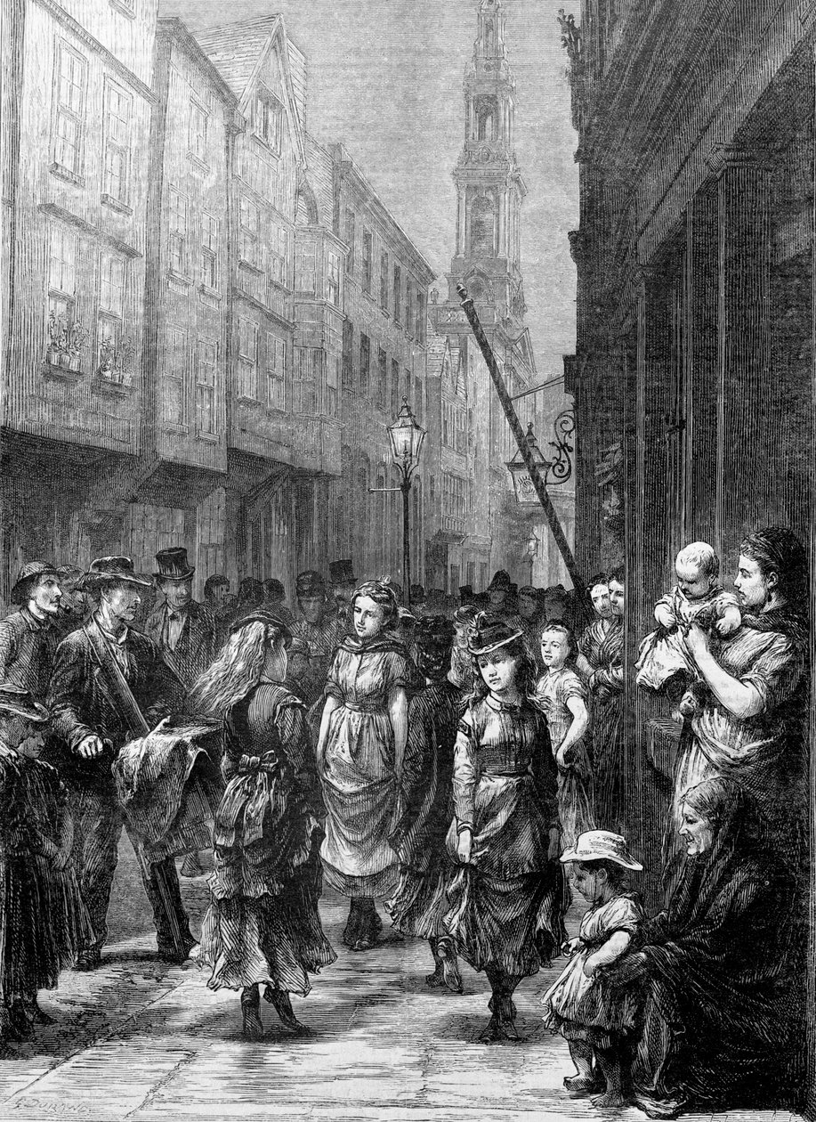 Nízké dívky tančící pro obchod, Drury Lane, City of Westminster, Londýn, c1852-c1883 od Gustave Dore