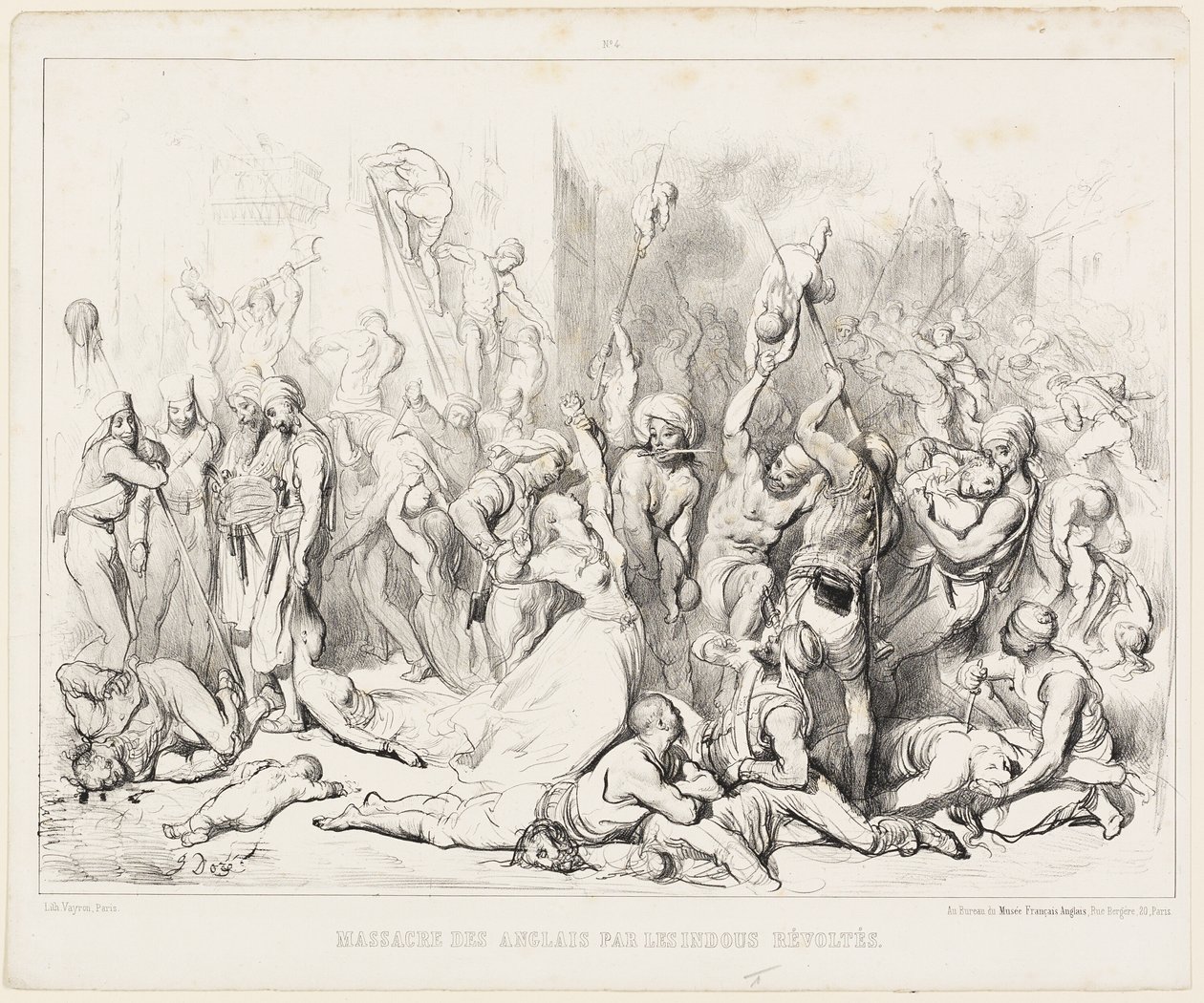 Masakr Angličanů vzbouřenými hinduisty od Gustave Dore