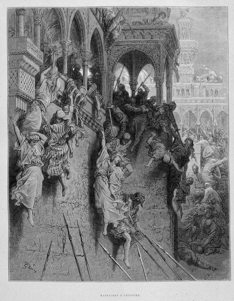 Masakry v Antiochii během první křížové výpravy - rytina Gustava Doré od Gustave Dore