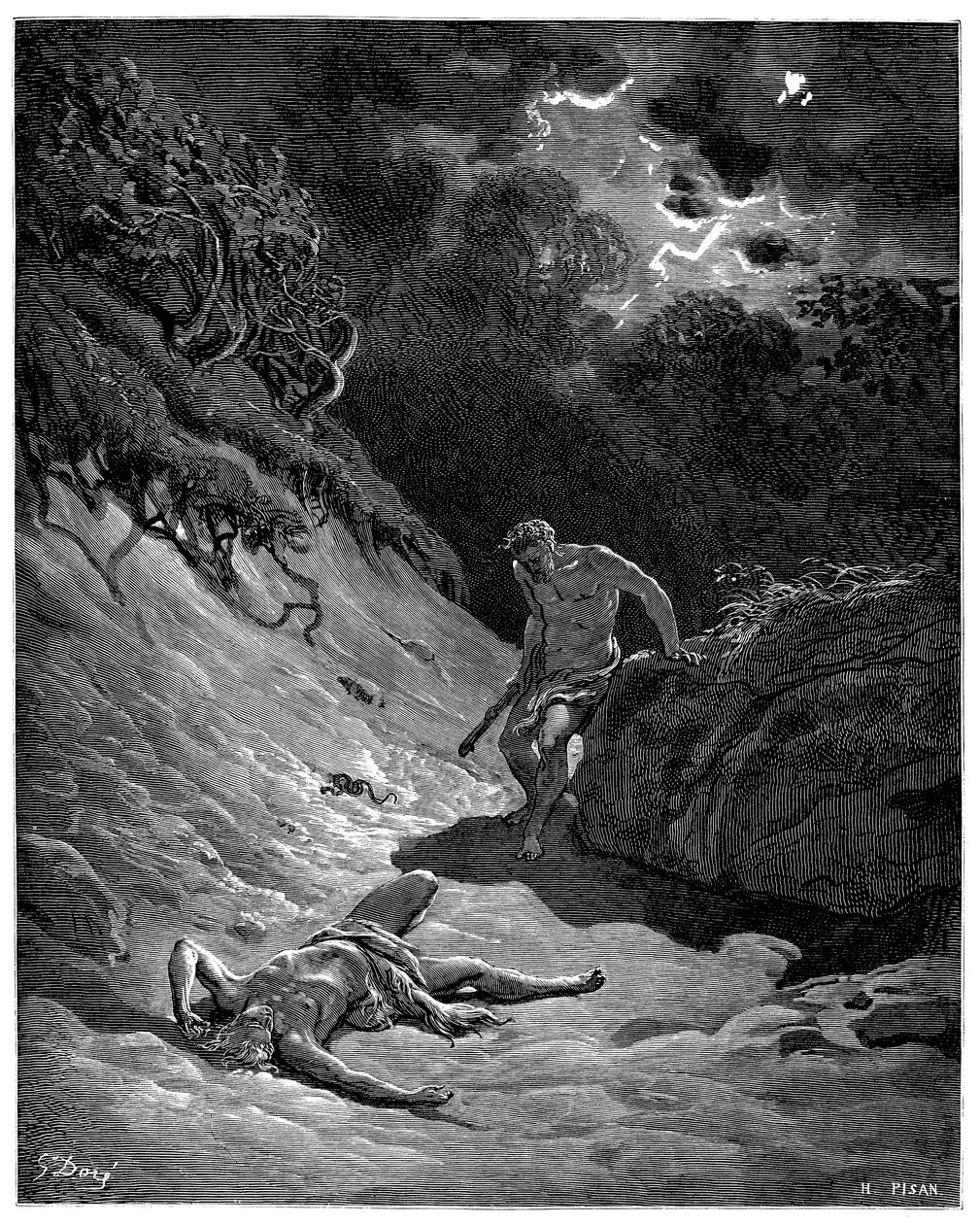 Kainova vražda Ábela - Ilustrace Gustava Doreho pro The Bible - od Gustave Dore