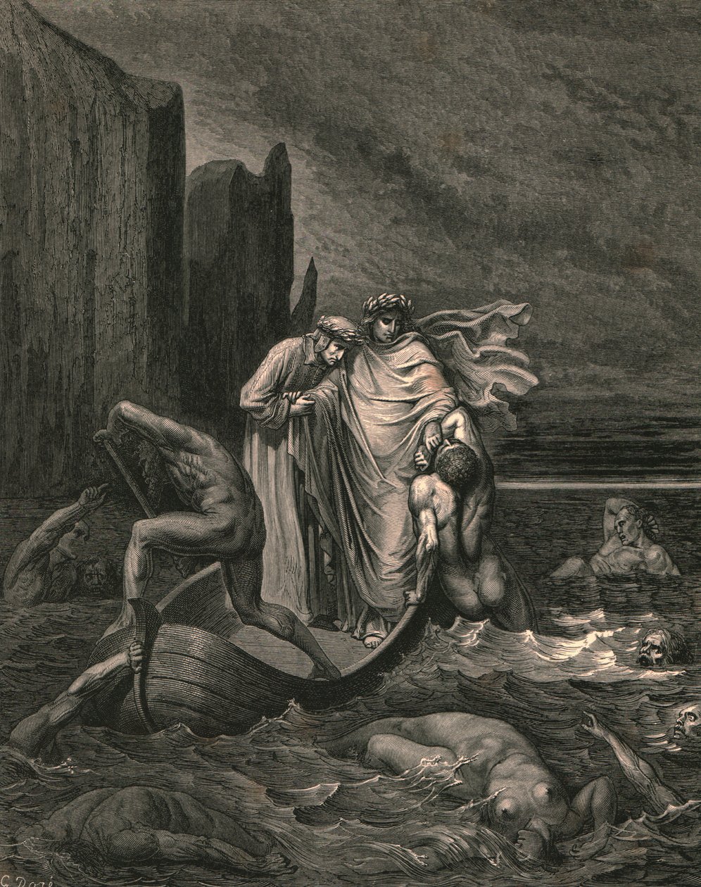 Můj učitel mudrc si je vědom, strčí ho zpět, c1890. od Gustave Dore