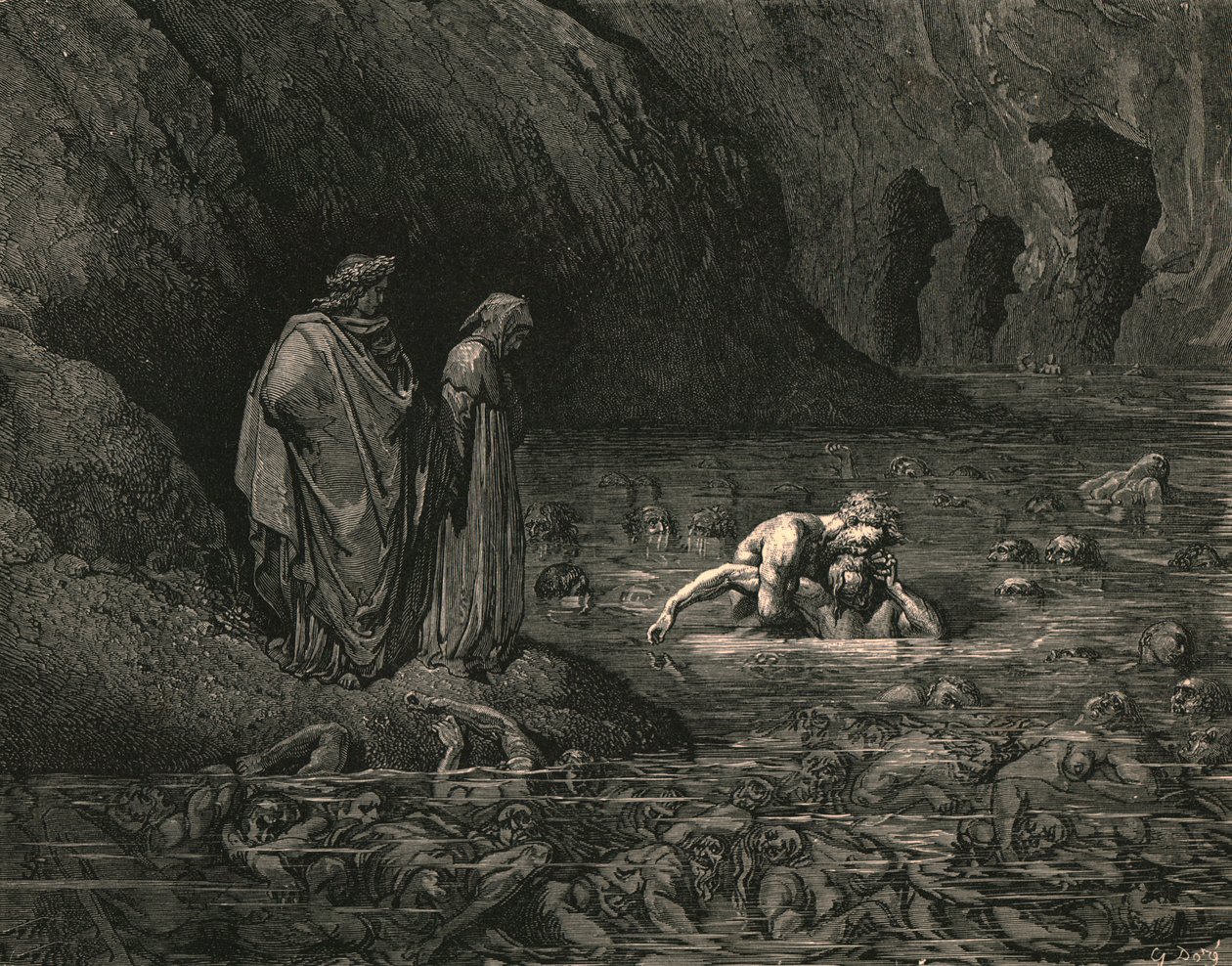 Ne zuřivě na chrámech Menalippus, které Tydeus hlodal, kolem roku 1890. od Gustave Dore