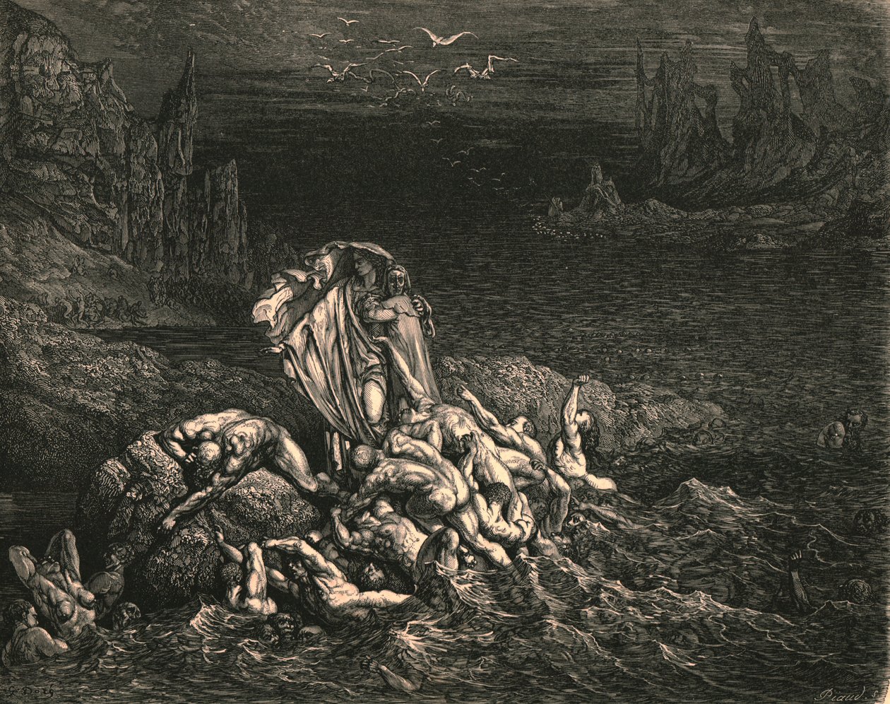 Nyní vidíš, synu! Duše těch, které hněv přemohl, c1890. od Gustave Dore
