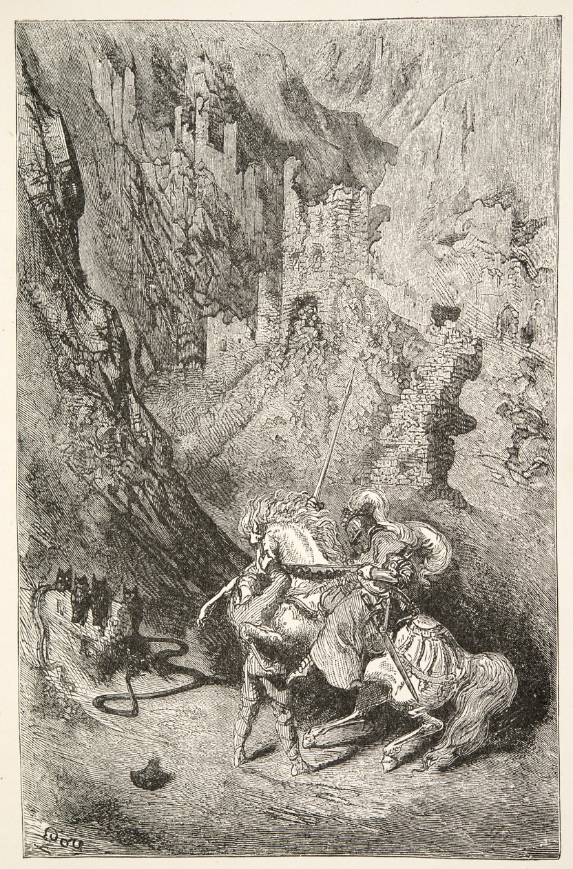 Na cestě do Zelené kaple, z Příběhů dnů krále Artuše od Charlese Henryho Hansona, pub.1898 od Gustave Dore