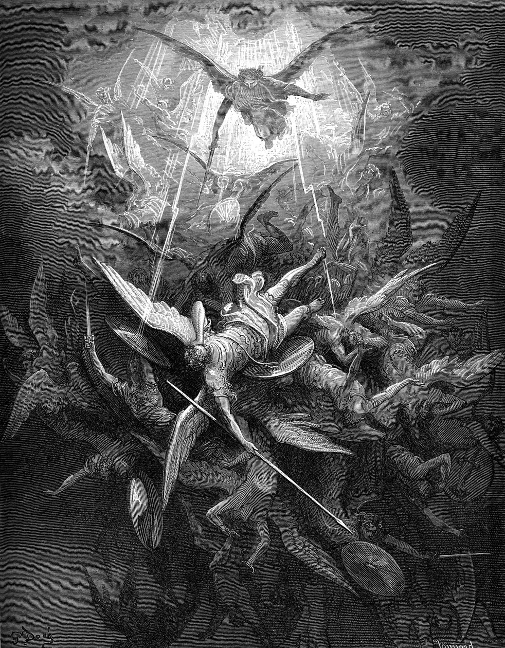 Ztracený ráj: Pád rebelujících andělů, od Gustave Dore