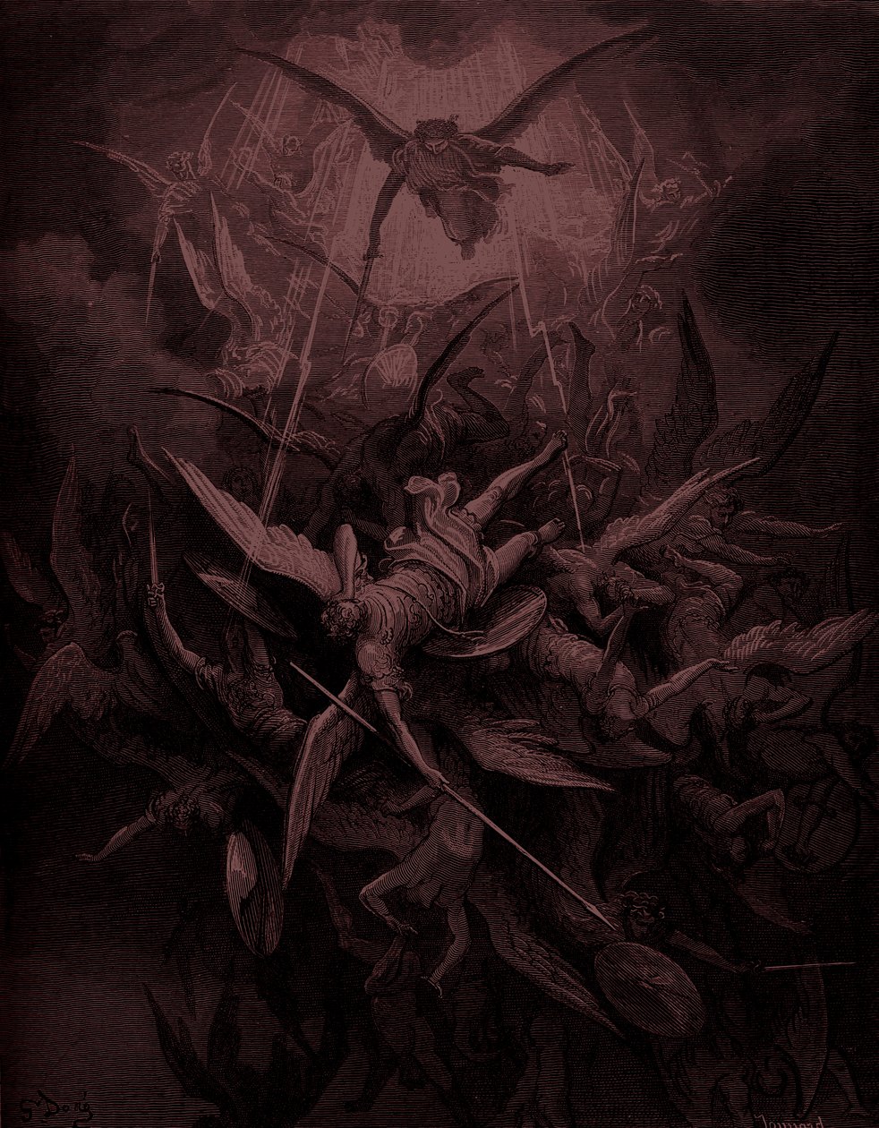Ztracený ráj: Pád rebelujících andělů, umělkyně Doré od Gustave Dore
