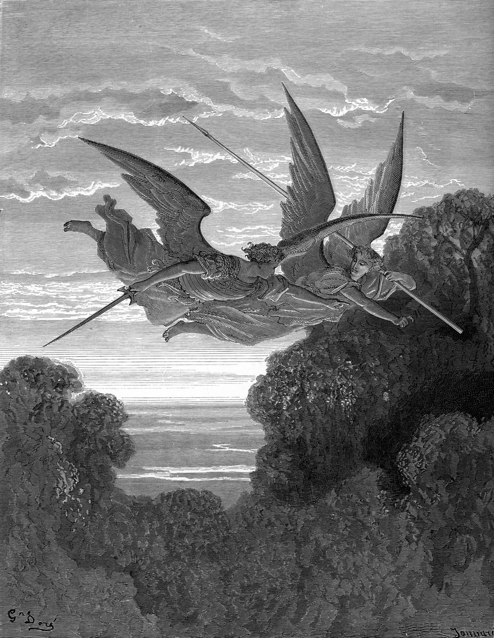 Ztracený ráj: Ithuriel a Zephon od Doré. od Gustave Dore