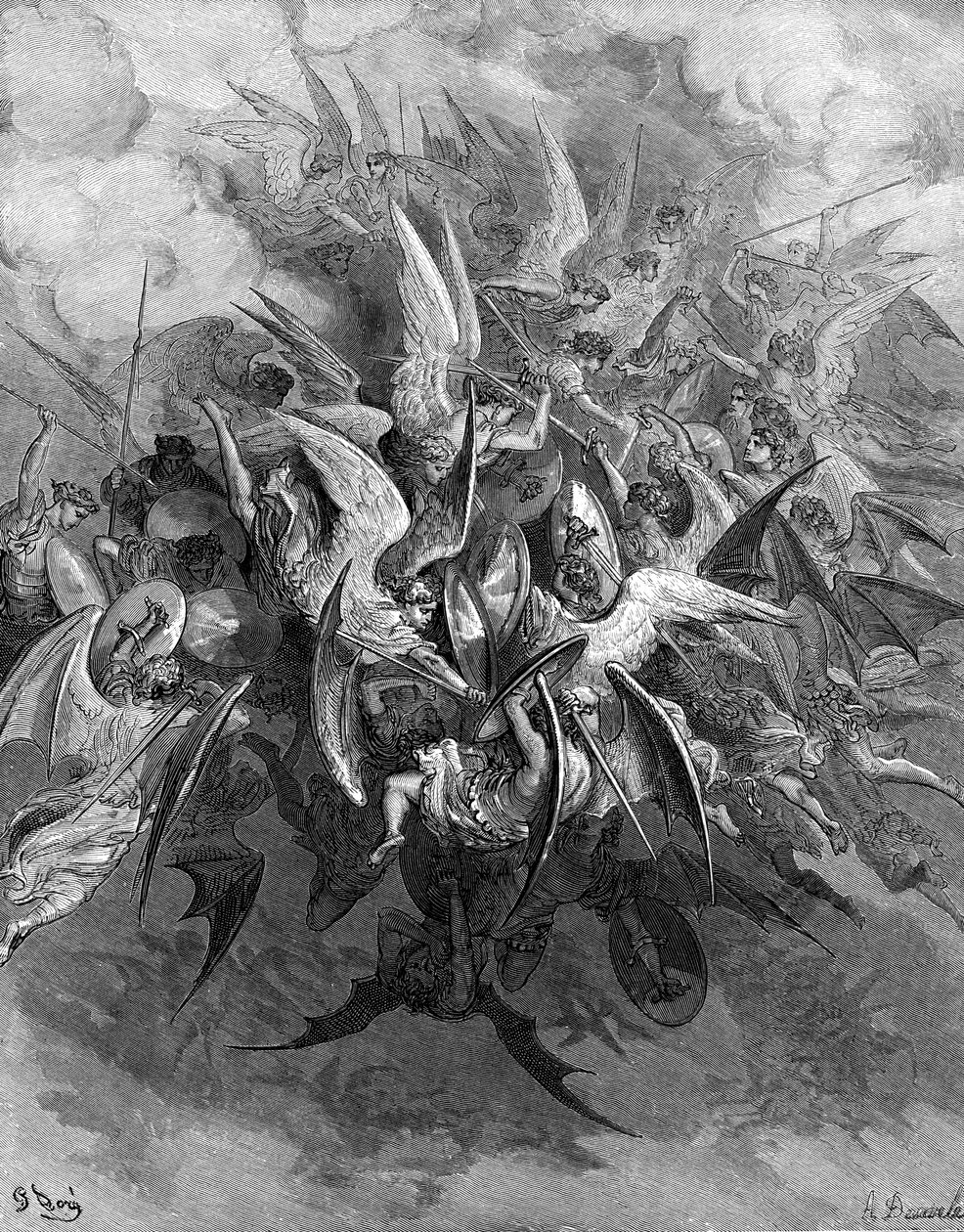 Ztracený ráj: Bitva andělů. od Gustave Dore