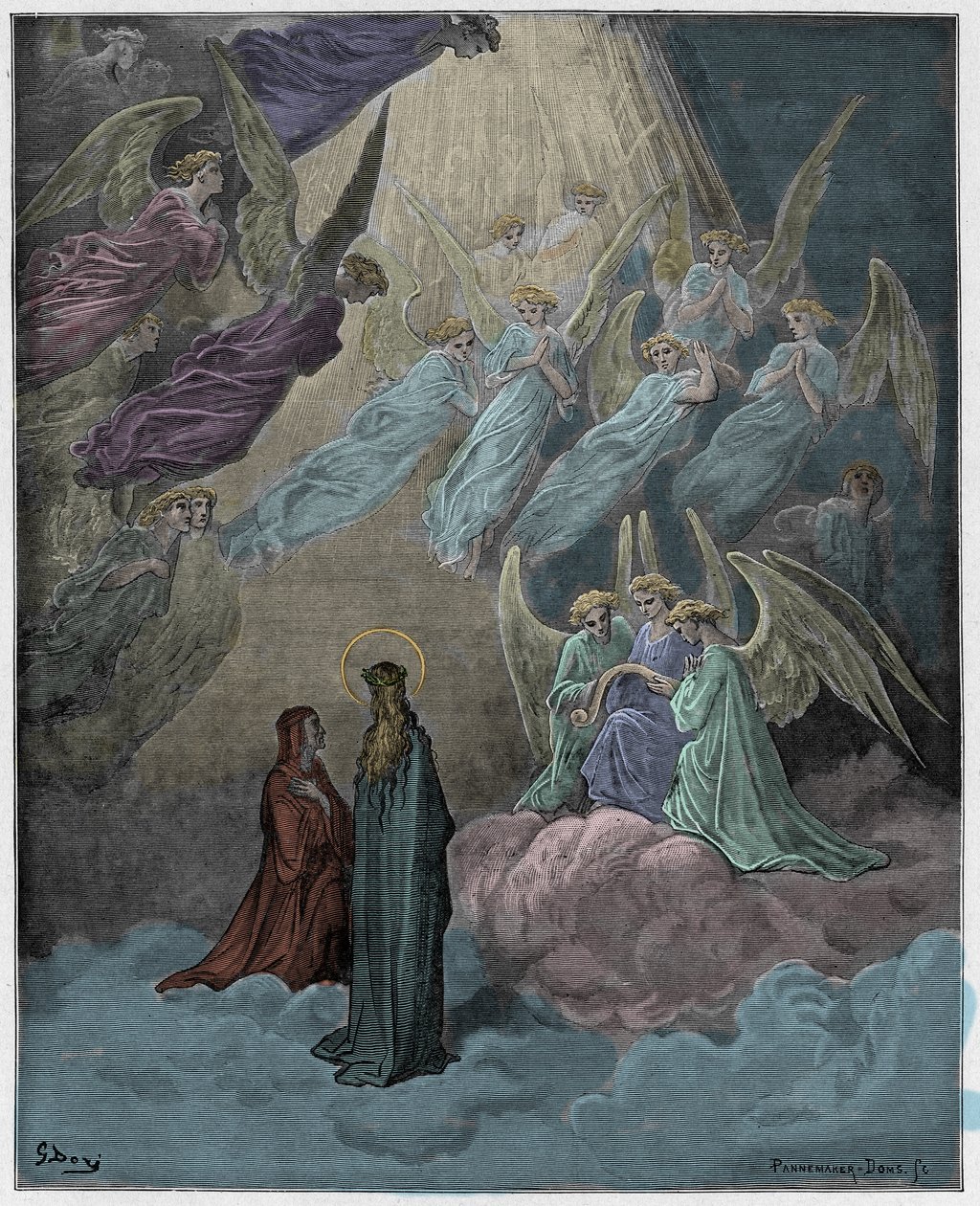Paradiso, Canto 21: Světelné duše zpívají, ilustrace z „Božské komedie“ od Dante Alighieriho, 1885 od Gustave Dore