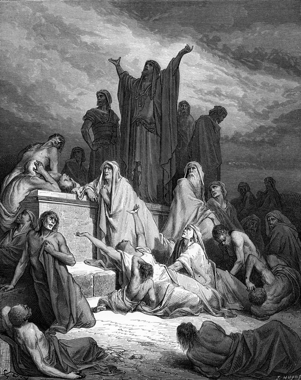 Mor Jeruzaléma, rytina Doré. - Bible od Gustave Dore