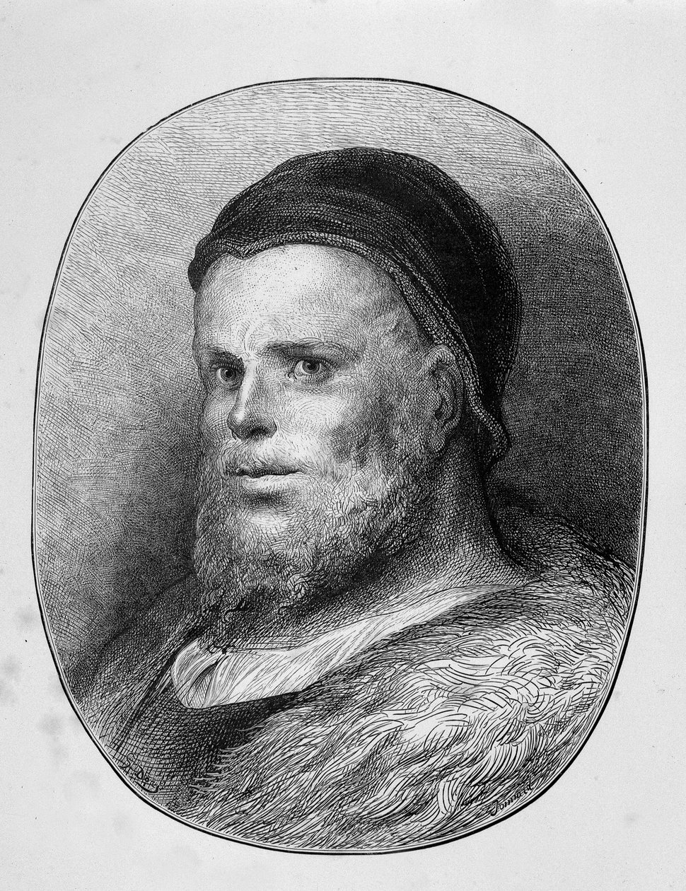 Portrét mladého Rabelaise - rytina, Gustave Dore od Gustave Dore