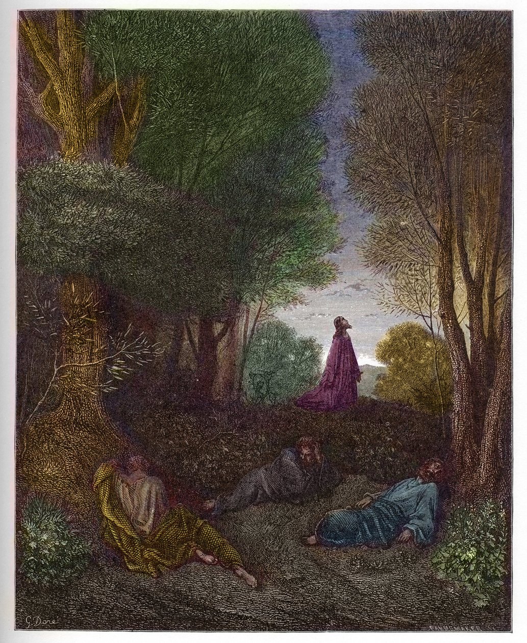 Modlitba Ježíše v Olivové zahradě - Modlitba Ježíše v Olivové zahradě - - rytina v „The Bible illustree“ od Gustava Dore (1832-1883) - Rytina z „“The Dore Bible““ od Gustave Dore