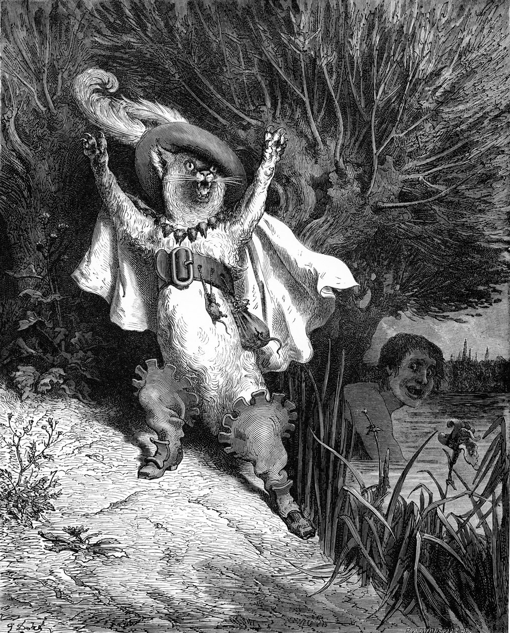 Kocour v botách, rytina Gustava Doré. od Gustave Dore