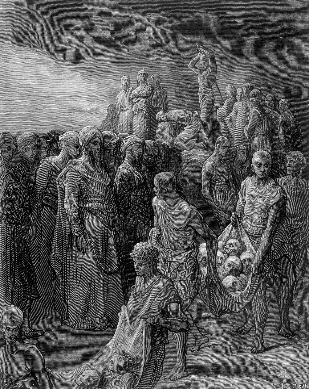 Richard pomocí represálií nechal zajatce popravit - rytina Gustava Doré od Gustave Dore