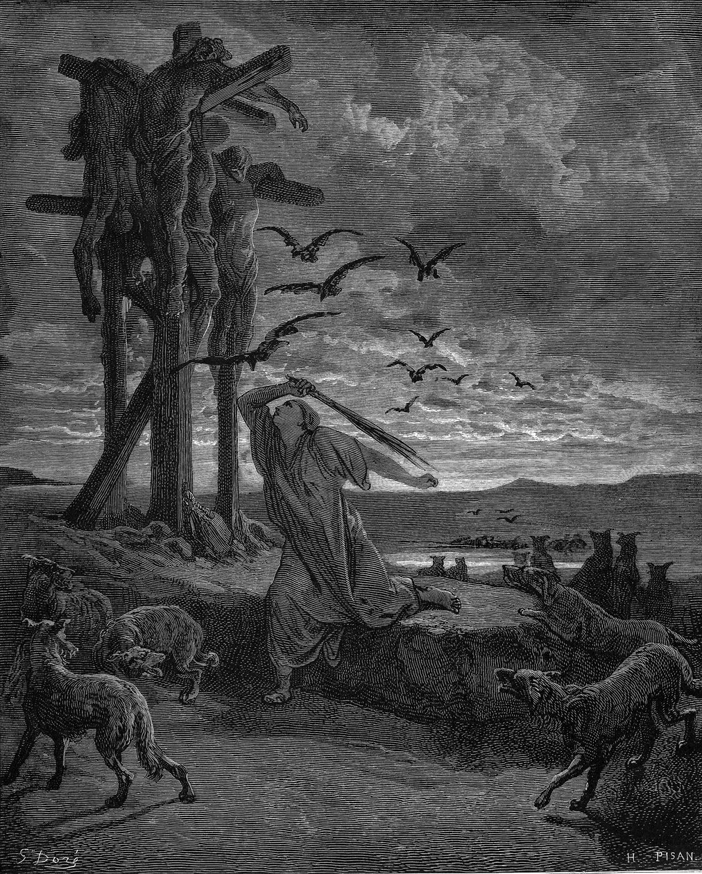 Rizpah, konkubína krále Saula, 1866 od Gustave Dore