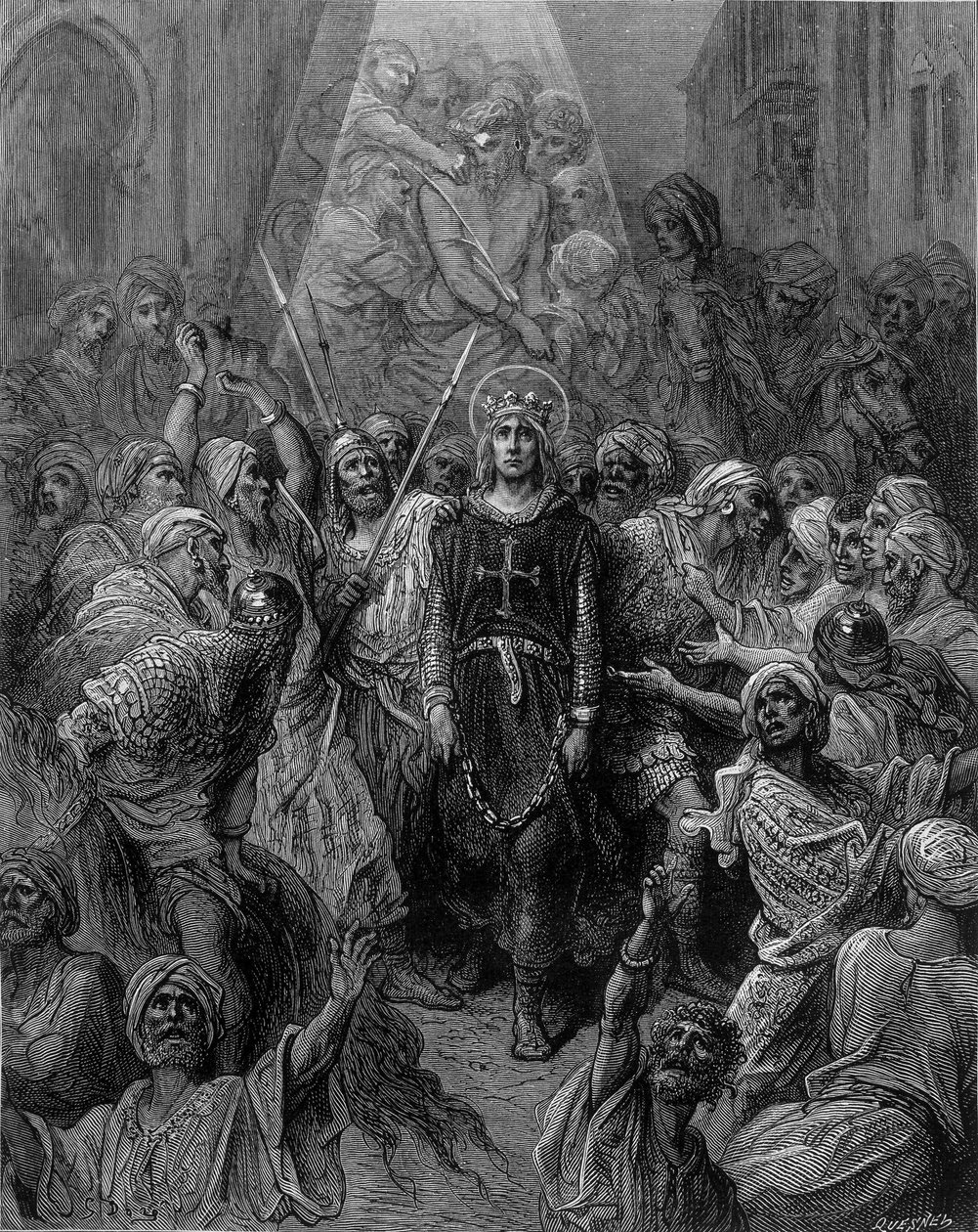 Saint Louis zajatý v Mansoura, během 7. křížové výpravy v roce 1250 - rytina Gustava Doré od Gustave Dore