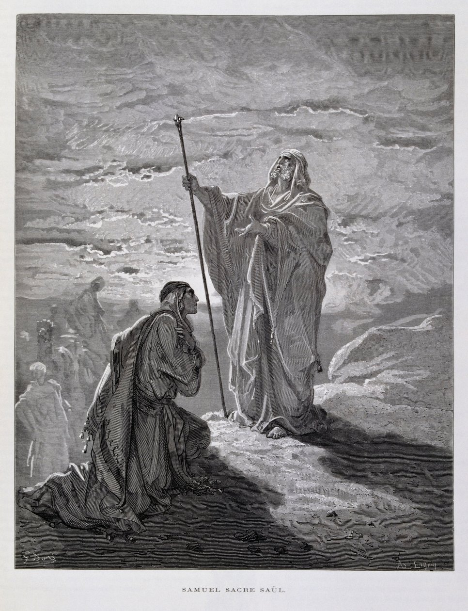 Samuel pomazává Saula za prvního izraelského krále, Ilustrace z Bible Doreovy od Gustave Dore