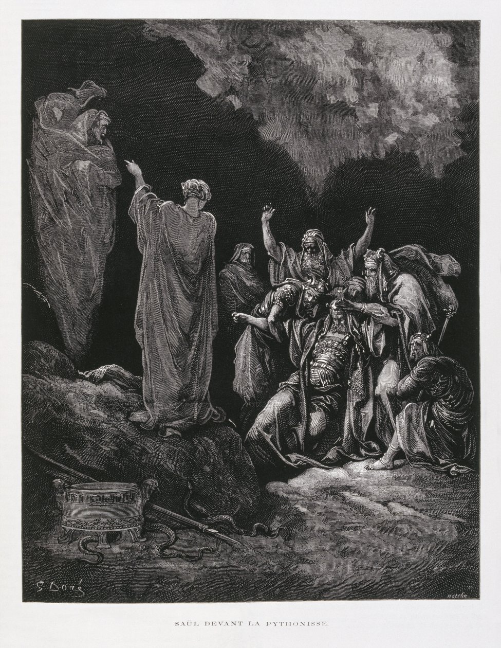 Saul a čarodějnice z Endoru, ilustrace z Doreovy bible od Gustave Dore