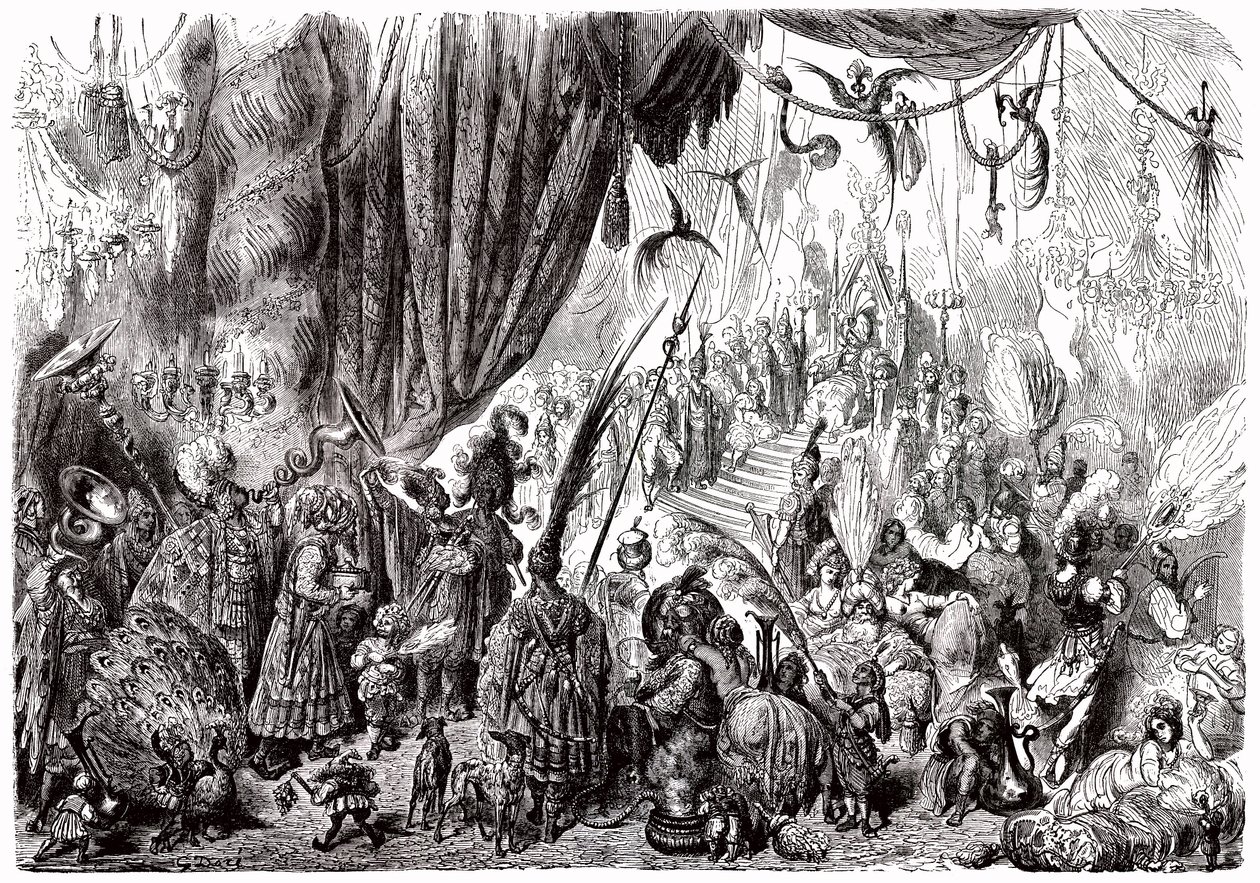 Sindibád námořník (Sindbad) - příběh tisíce a jedné (1001) noci - ilustrace Gustave Dore - Maxwellovo vydání 1865 - Šestá plavba: dvůr krále Serendibu od Gustave Dore