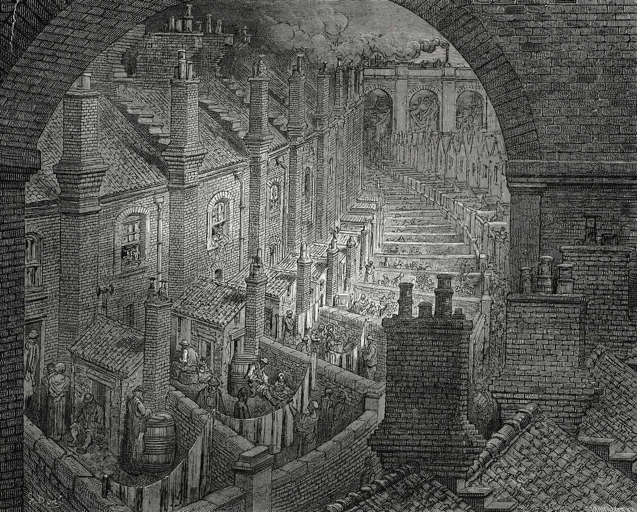 Slums of London, rytina Gustava Dore (1832-1883) od Gustave Dore
