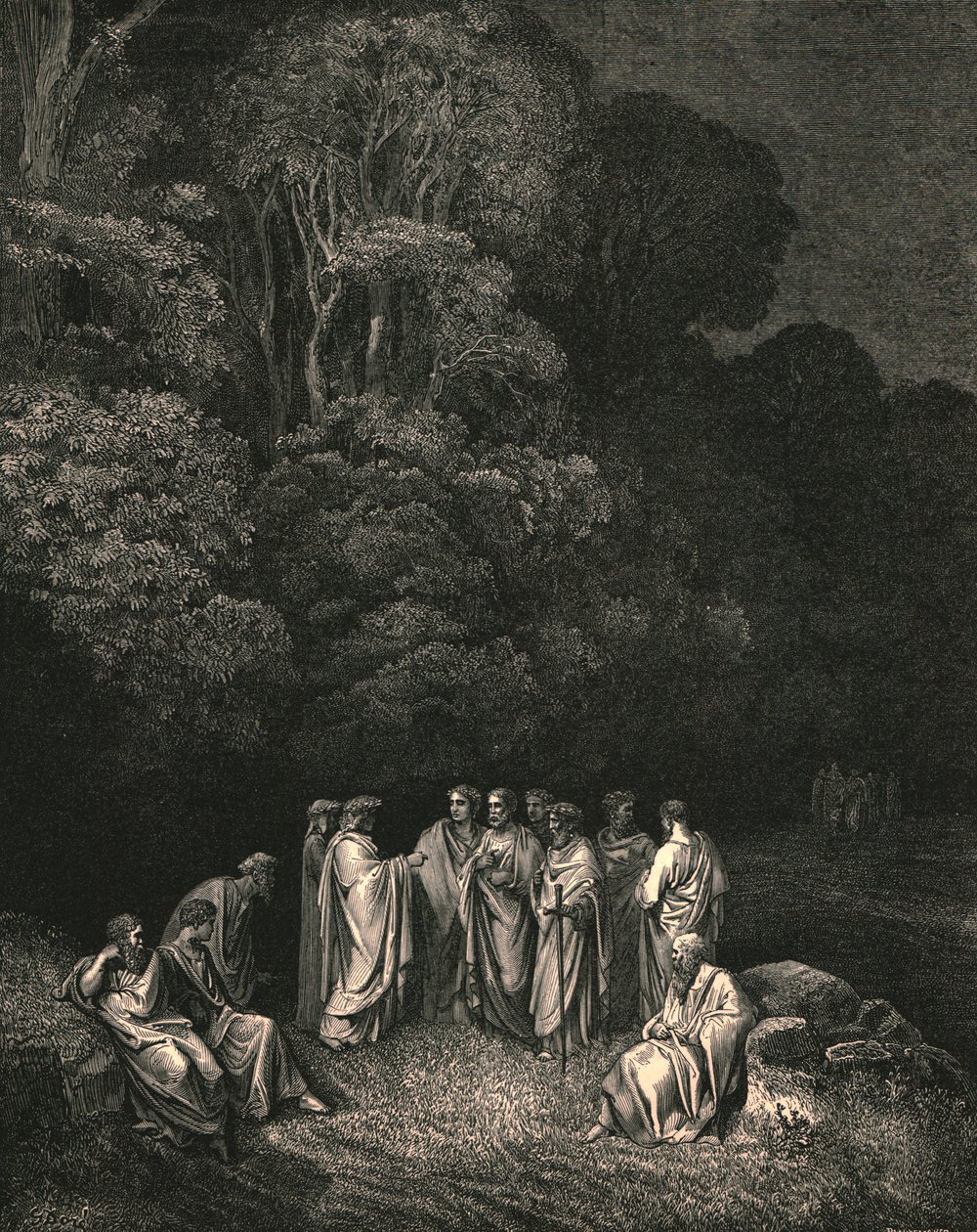 Tak jsem spatřil sjednocenou jasnou školu jeho monarchy nejvznešenější písně, c1890. od Gustave Dore