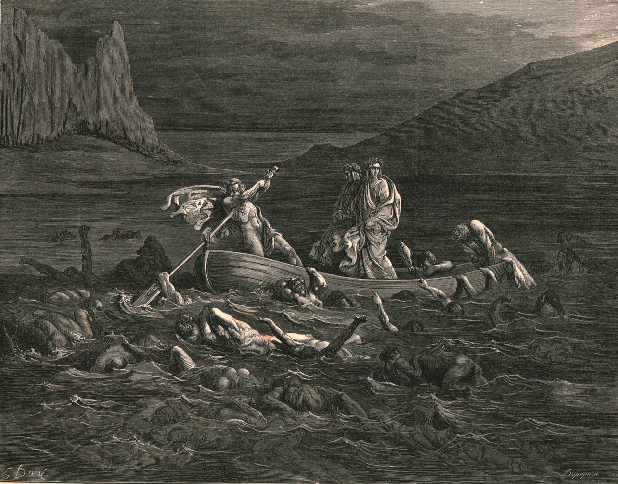 Jakmile se oba nalodí a proříznou vlny, c1890. od Gustave Dore