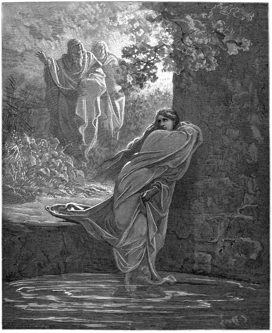 Suzanne ve vaně: ilustrace Gustava Doreho (1832-1883) pro The Bible od Gustave Dore