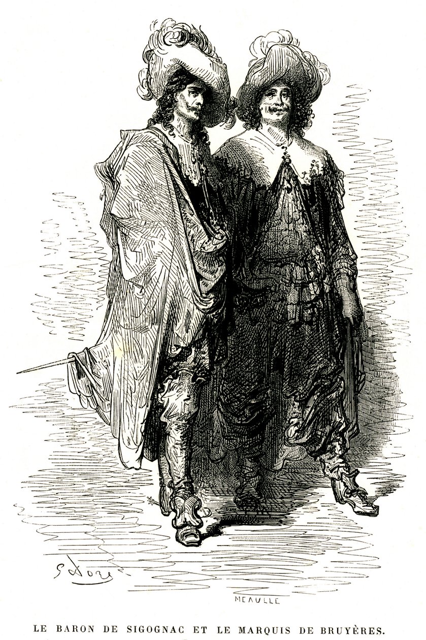 Baron de Sigognac a markýz de Bruyeres. Rytina Gustava Doreho ilustrující román Theophila Gautiera "Le capitaine Fracasse", edice Charpentier 1863. od Gustave Dore