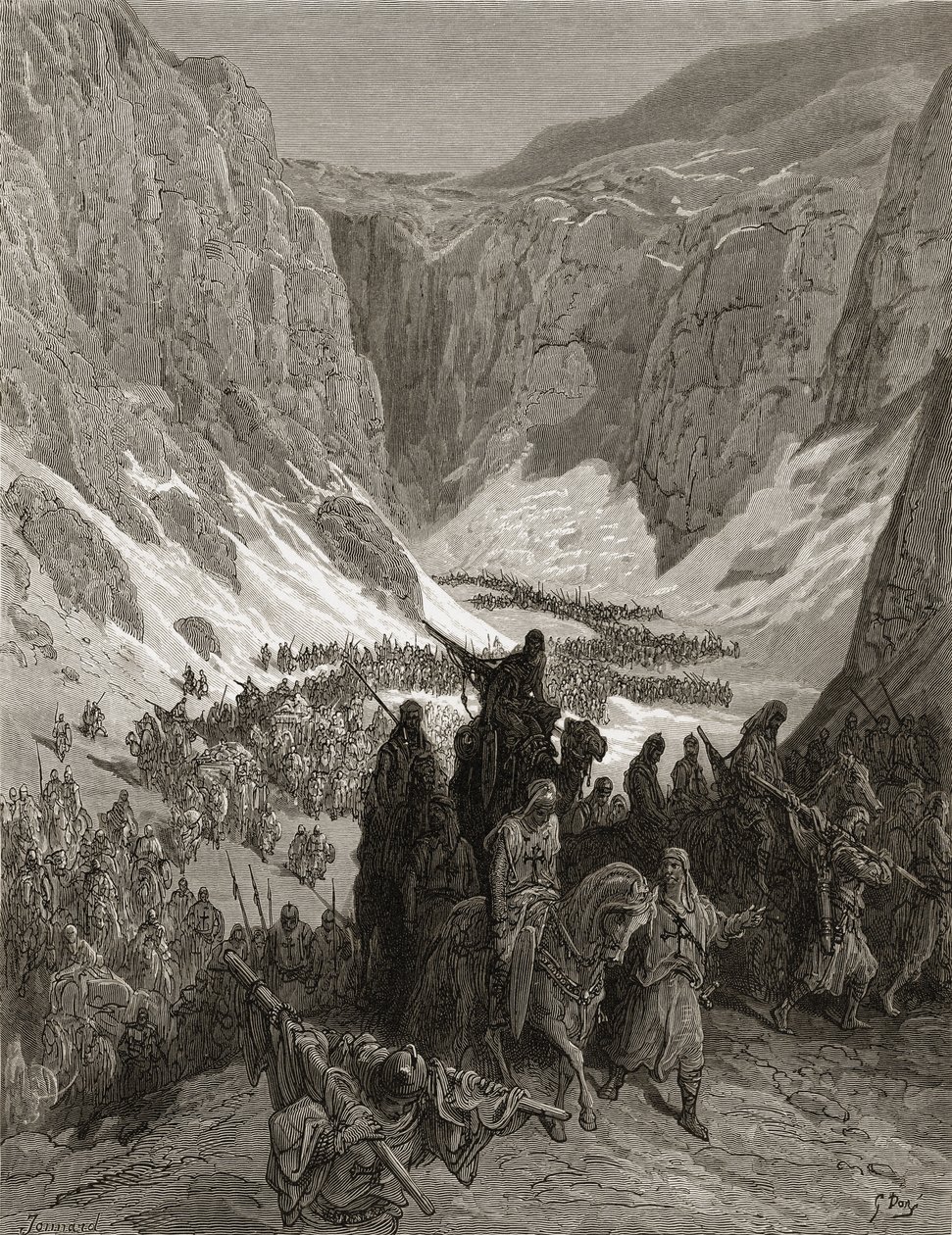 Křesťanská armáda v horách Judeje, ilustrace z 