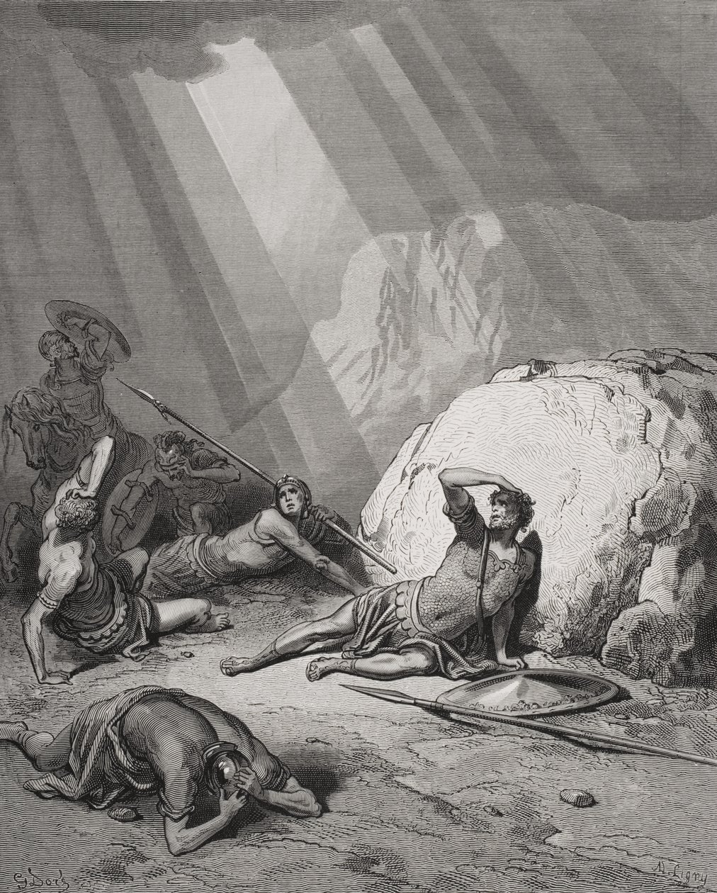 Obrácení svatého Pavla, Skutky 9:1-6, ilustrace z Doreovy 