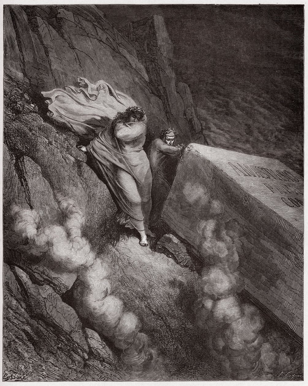 Božská komedie (La Divina Commedia, La Divine Comedie), Inferno, Canto 11: Hořící hrobka papeže Anastasia II - od Dante Alighieriho (1265-1321) - ilustrace Gustave Dore (1832-1883) od Gustave Dore