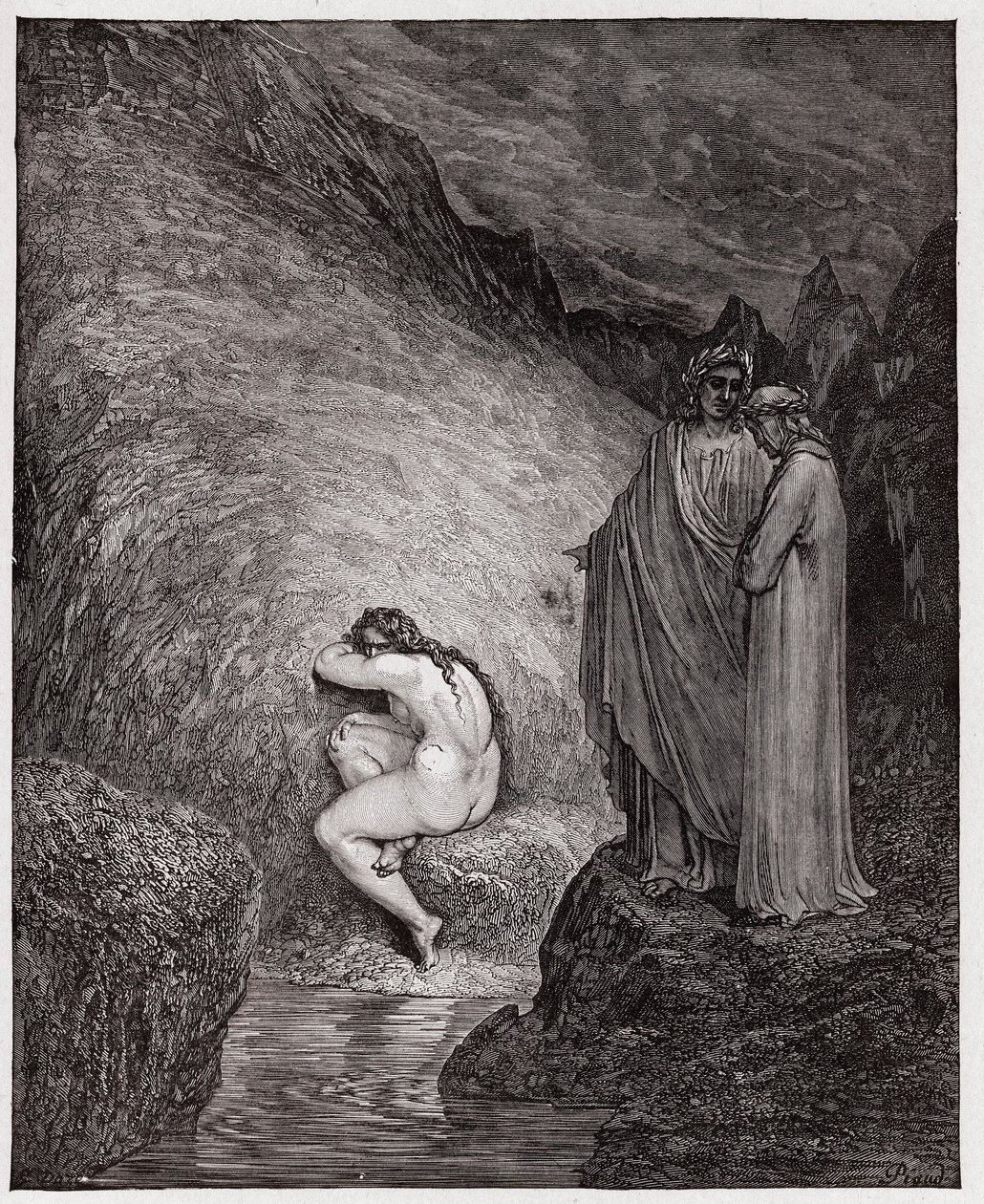 Božská komedie (La Divina Commedia, La Divine Comedie), Inferno, Canto 30: Myrrha, odsouzená za incest - Dante Alighieri (1265-1321) - Ilustrace Gustave Dore (1832-1883) od Gustave Dore