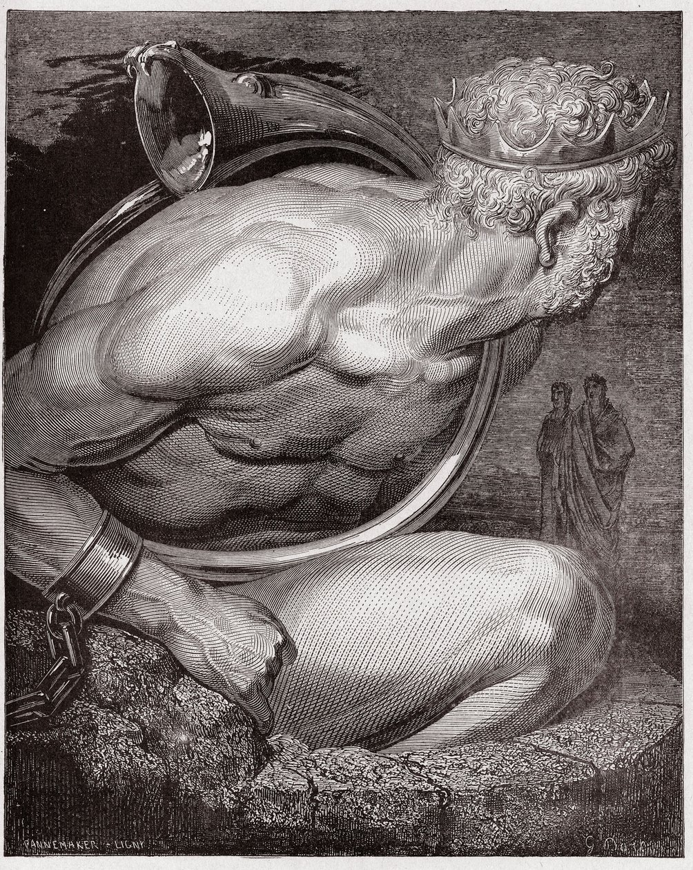 Božská komedie (La Divina Commedia, La Božská komedie), Inferno, Canto 31: Nimrod obrů - Dante Alighieri (1265-1321) - Ilustrace Gustave Dore (1832-1883) od Gustave Dore