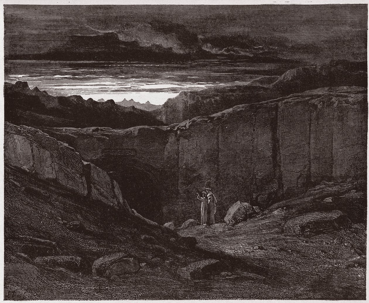 Božská komedie (La Divina Commedia, La Divine Comedie), Inferno, Canto 3: Vergilius a Dante u bran pekla - od Dante Alighieri (1265-1321) - ilustrace Gustave Dore (1832-1883) od Gustave Dore