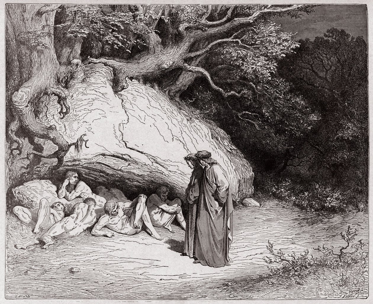 Božská komedie (La Divina Commedia, La Divine Comedie), Inferno, Canto 4: The Innocent souls in Limbo - Dante Alighieri (1265-1321) - Ilustrace Gustave Dore (1832-1883) od Gustave Dore