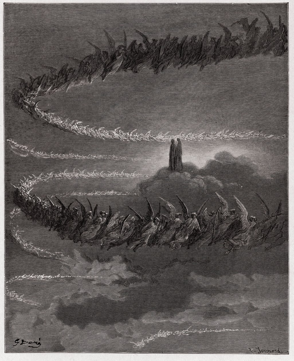 Božská komedie (La Divina Commedia, La Divine Comedie), Paradiso, Canto 18: Ve sféře Jupitera krouží požehnané duše a tvoří písmena - Dante Alighieri (1265-1321) - Ilustrace Gustave Dore (1832-1883) od Gustave Dore