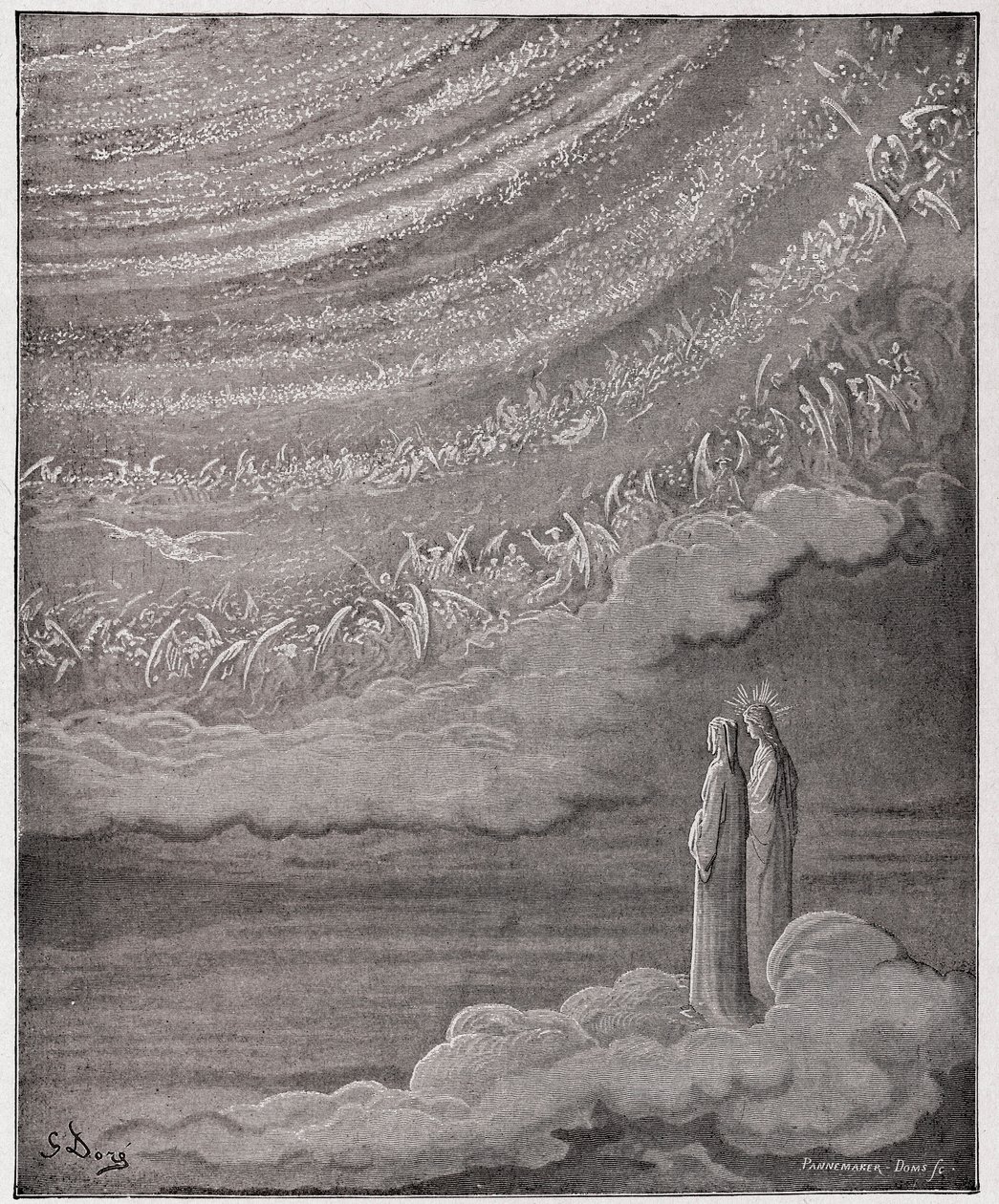 Božská komedie (La Divina Commedia, La Divine Comedie), Paradiso, Canto 28: Jiskřivý zástup nebes - Dante Alighieri (1265-1321) - Ilustrace Gustave Dore (1832-1883) od Gustave Dore