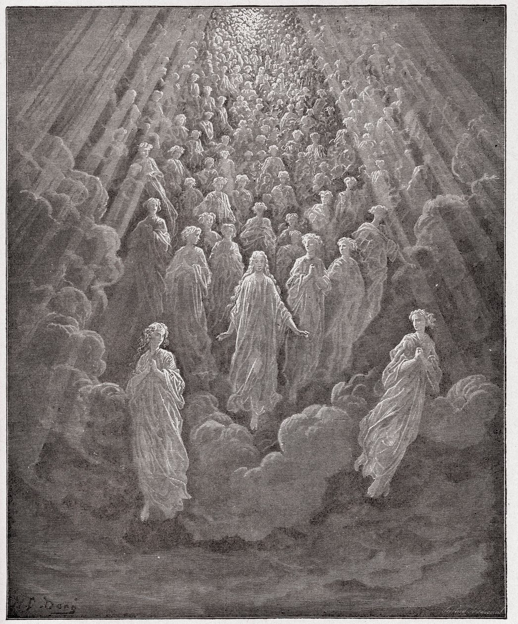Božská komedie (La Divina Commedia, La Božská komedie), Paradiso, Canto 5: Zástup nesčetných zářících duší ve druhé říši – Dante Alighieri (1265–1321) – Ilustrace Gustave Dore (1832–1883) od Gustave Dore