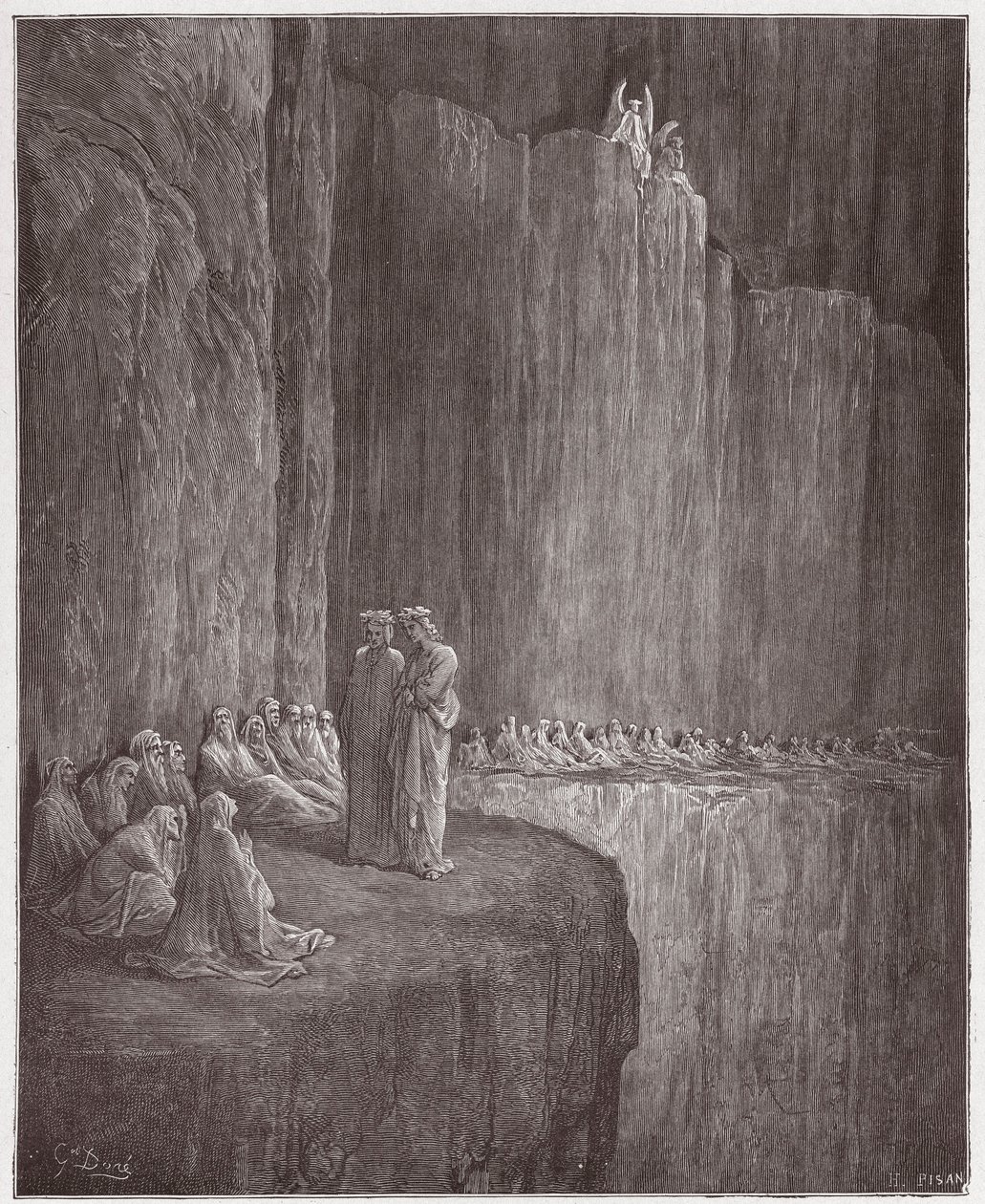 Božská komedie (La Divina Commedia, La Divine Comedie), Purgatorio, Canto 13: Sapia očišťuje svůj provinilý život - Dante Alighieri (1265-1321) - Ilustrace Gustave Dore (1832-1883) od Gustave Dore