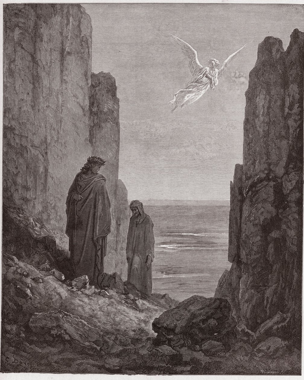 Božská komedie (La Divina Commedia, La Divine Comedie), Purgatorio, Canto 19: Básníci vystupují do pátého kruhu - od Dante Alighieri (1265-1321) - ilustrace Gustave Dore (1832-1883) od Gustave Dore