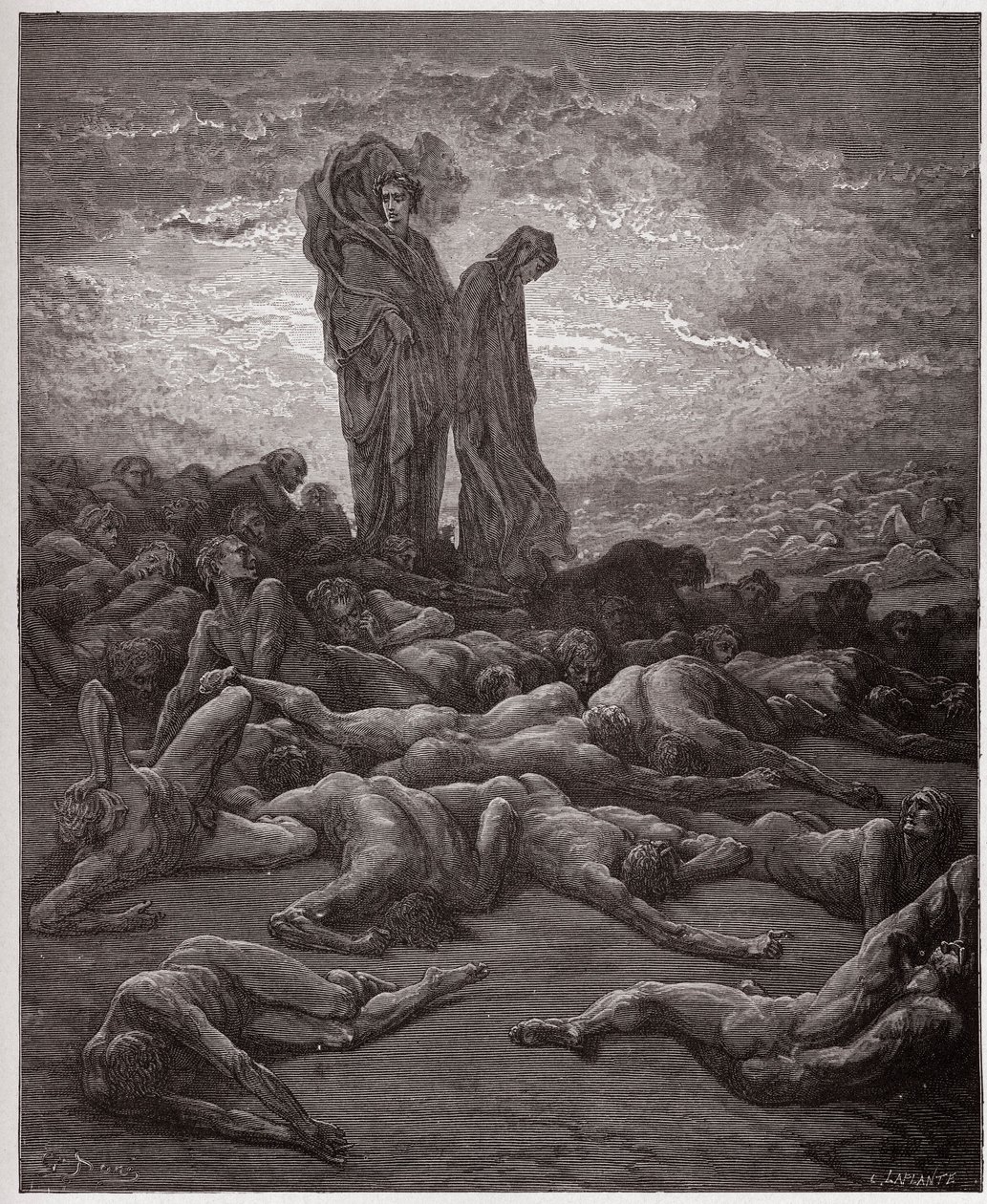 Božská komedie (La Divina Commedia, La Divine Comedie), Purgatorio, Canto 20: Duše lakomých - Dante Alighieri (1265-1321) - Ilustrace Gustave Dore (1832-1883) od Gustave Dore