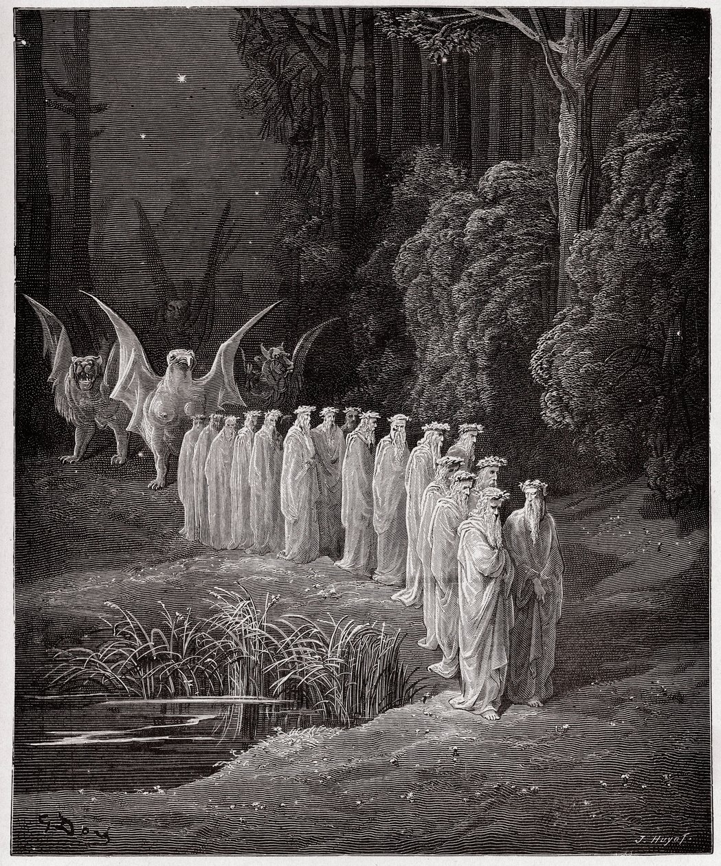 Božská komedie (La Divina Commedia, La Divine Comedie), Purgatorio, Canto 29: 24 starších v apokalyptickém průvodu – Dante Alighieri (1265–1321) – Ilustrace Gustave Dore (1832–1883) od Gustave Dore