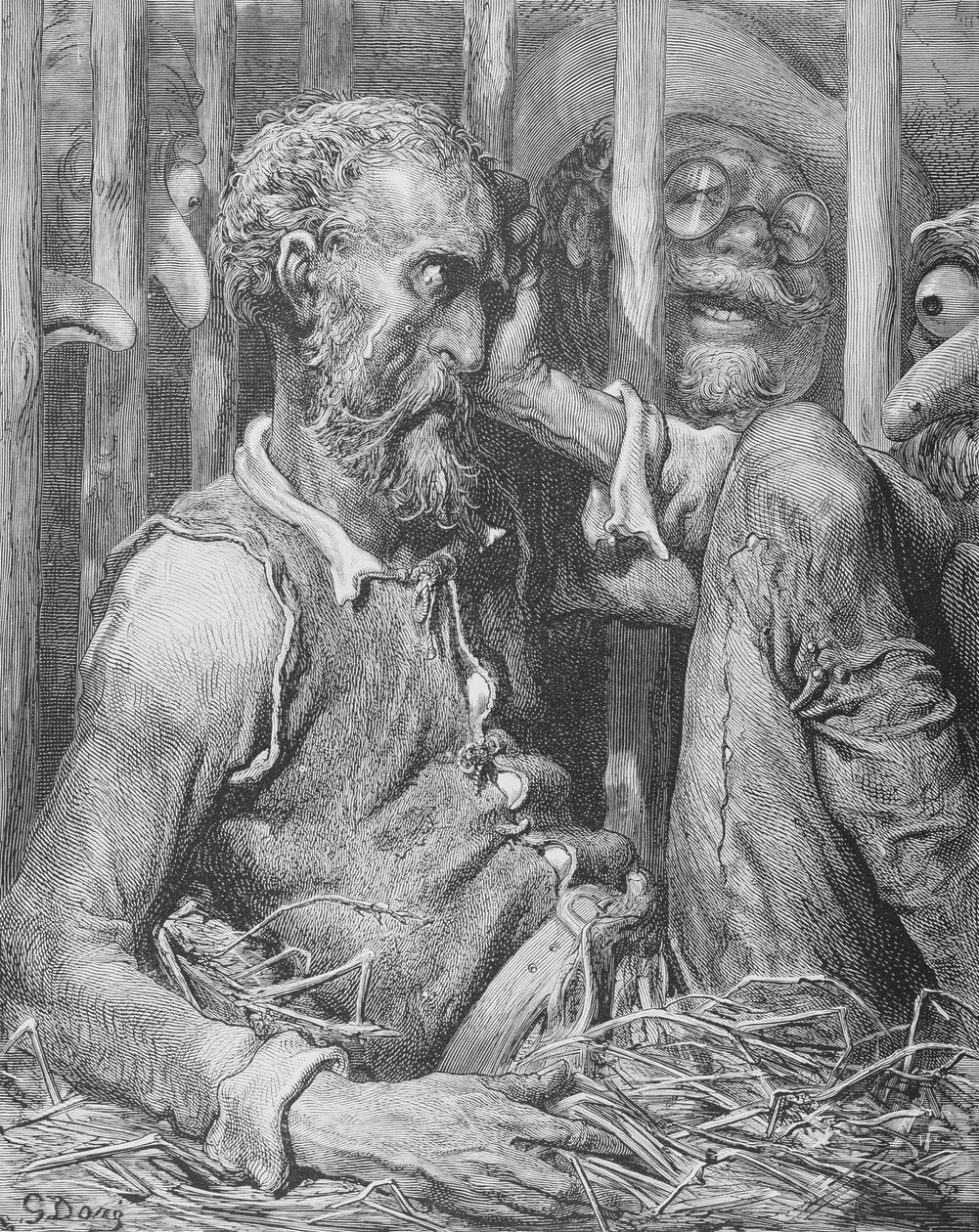Okouzlení Dona Quijota z knihy "Don Quijote de la Mancha" od Miguela Cervantese (1547-1616), vyryl Heliodore Joseph Pisan (1822-90), asi 1868. od Gustave Dore