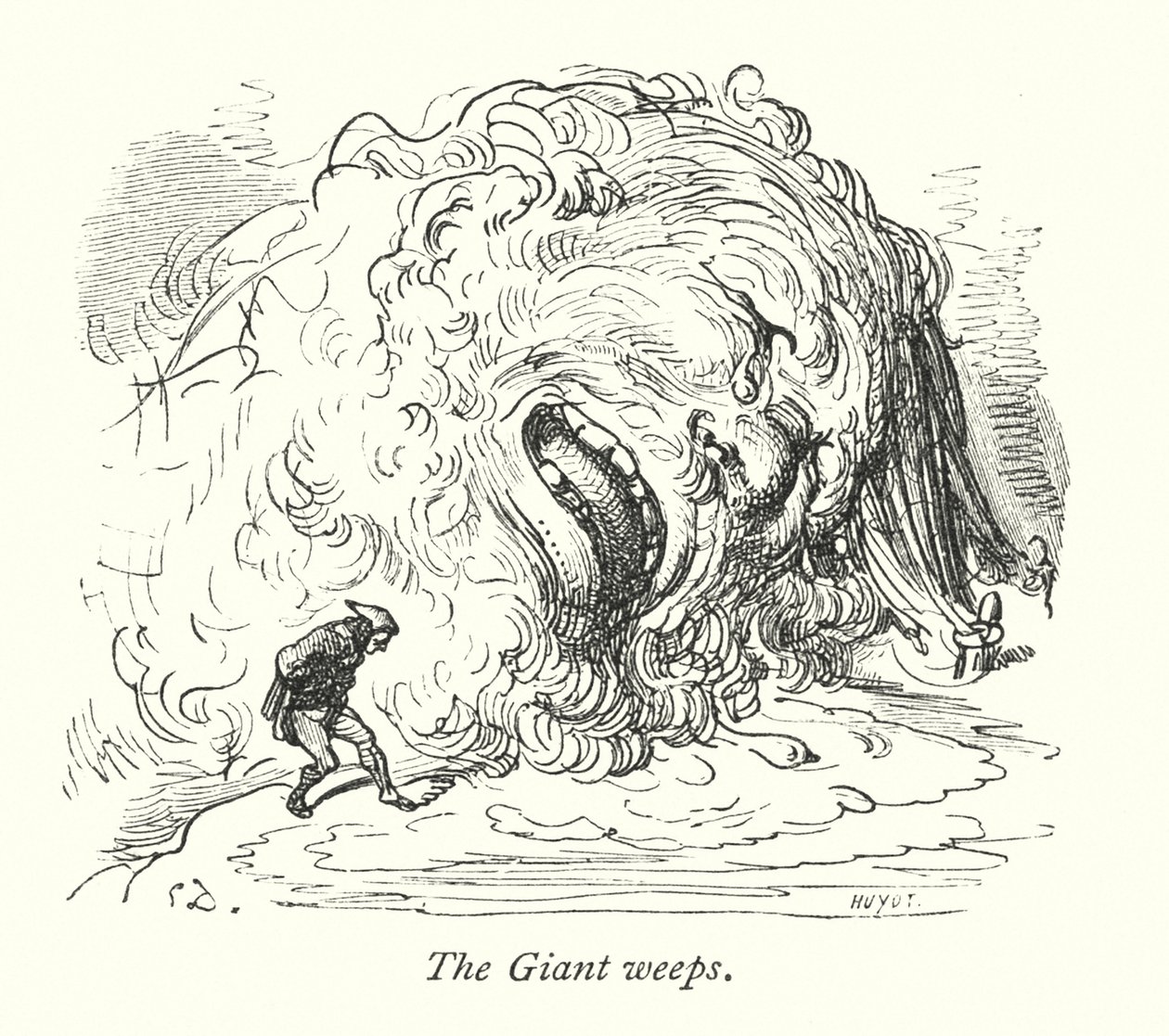 Obr pláče (rytina) od Gustave Dore