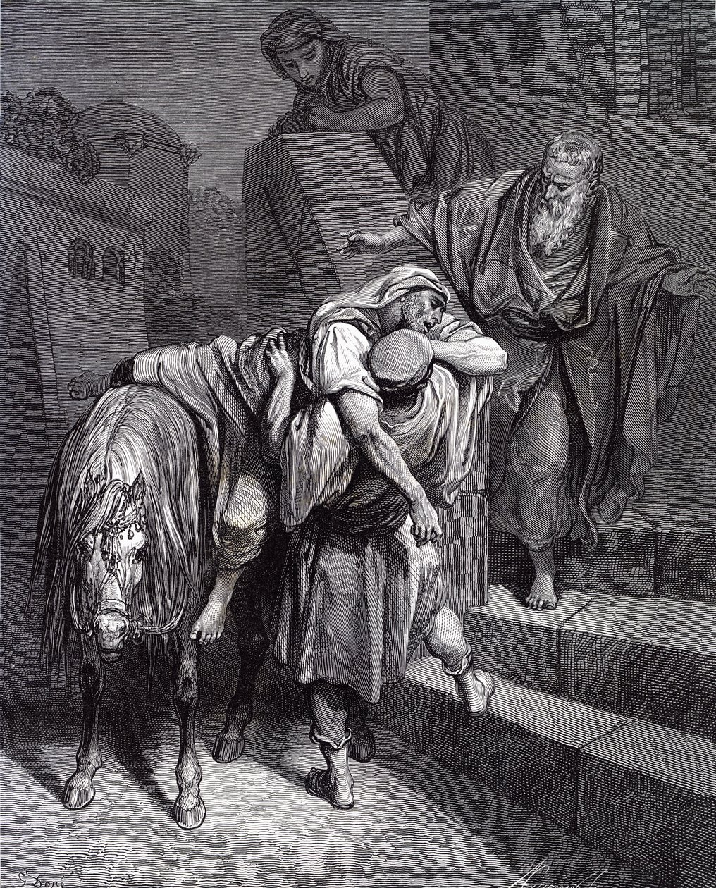Dobrý Samaritán v hostinci, od Doré. - Bible od Gustave Dore