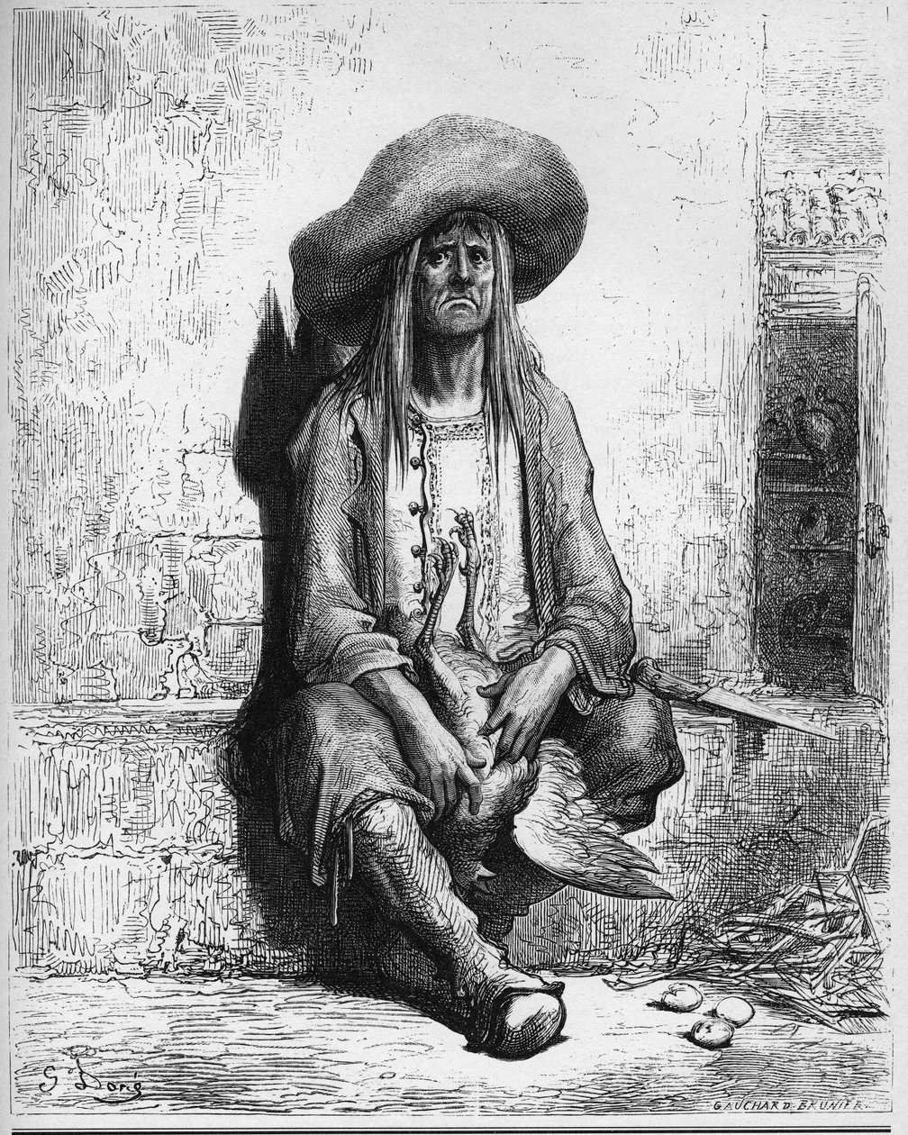 Husa, která snesla zlatá vejce - z "Bajek" od Jean de La Fontaine od Gustave Dore