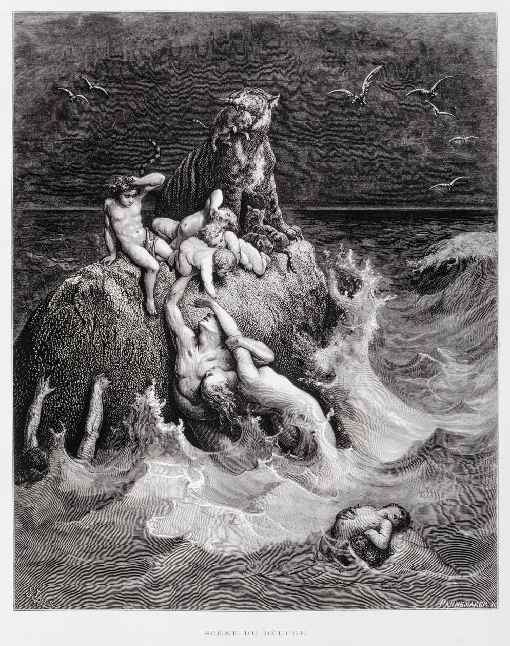 Velká potopa, ilustrace z Doreho bible od Gustave Dore