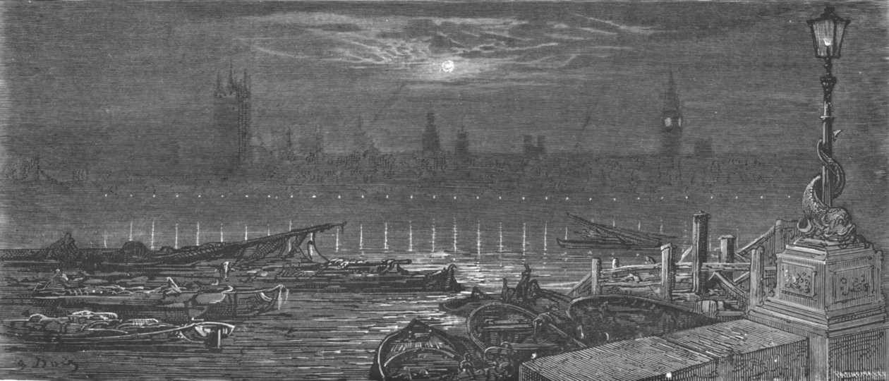 „The Houses of Parliament at Night“, 1872. od Gustave Dore