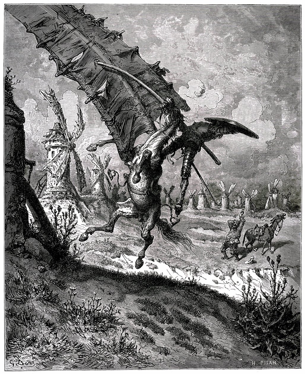 Geniální Hidalgo Don Quijote z Lamanšského průlivu od Miguela de Cervantese od Gustave Dore