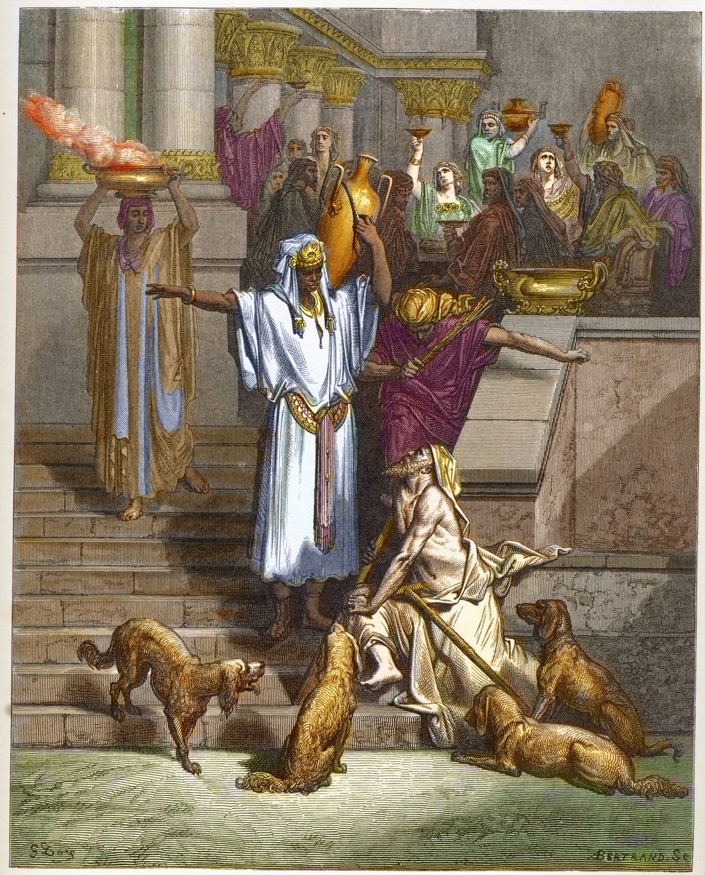 Podobenství o boháči a žebrákovi Lazarovi - - rytina z „The Dore Bible illustree“ od Gustava Dore (1832-1883) - rytina z „“The Dore Bible“““ od Gustave Dore